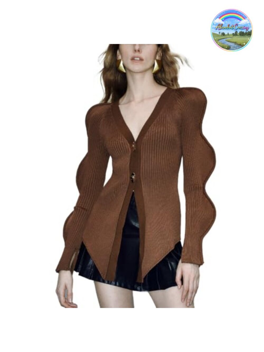 Women's V-Neck Cardigan Sweater Long Sleeve Button Open Front Knit Tuxedo Hem